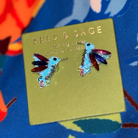 ✨ Seed & Sage Sterling Silver Hummingbird Earrings – Handcrafted in Mexico ✨ - Picture 10 of 11